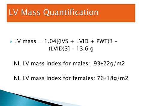 how to calculate Lv mass